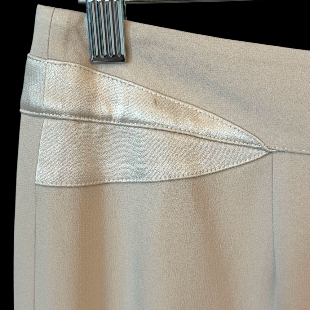 Simon Chang Beige Satin Trim High Waist Pants Size 10 - Picture 4 of 8